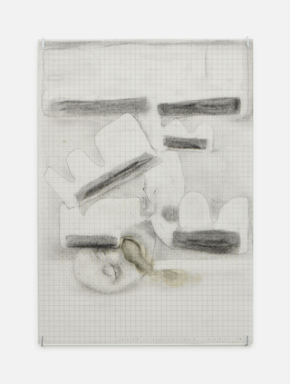Under the weather, a, 2021,
graphite, charcoal, oil and cigarette ash on paper, 29.7 x 21 cm